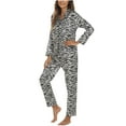 thumbnail image 1 of Nnhblu Womens Fashion Print Home Wear Two-Piece Suit Long Sleeve Pants Pajama Set Womens Pajama Sets Pajamas for Women Black - M, 1 of 4