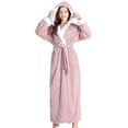 thumbnail image 1 of Nnhblu Womens Robes Long Fall and Winter Women's Sleepwear Hooded Thickened Plush Couple Bathrobe Pink Pajamas, 1 of 5
