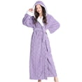 thumbnail image 1 of Nnhblu Womens Robes Long Fall and Winter Women's Sleepwear Hooded Thickened Plush Couple Bathrobe Purple Pajamas, 1 of 5