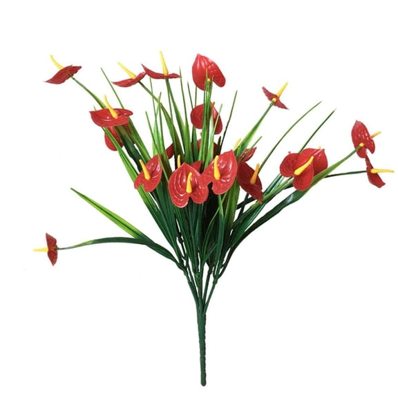 Nnndbs 1 Bundle Artificial Red Anthurium Flower, UV Resistant Faux Flamingo Lily Plant for Home Office Desk, Silk Anthurium Bouquet for Vase Table Centerpiece Decor
