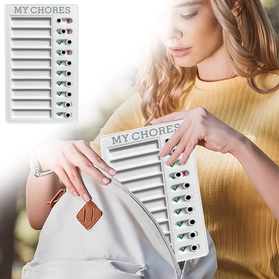 Nnndbs 1 Set Daily Routine Chart, 20x12x0.6cm Chore Checklist Board for Kids with Sliders, Responsibility Tracker for Toddlers, Dry Erase Visual Schedule for Home School Refrigerator