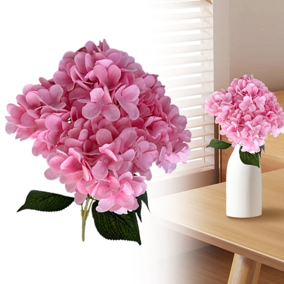 Nnndbs 1 Stem 5 Heads Light Pink Artificial Hydrangea Flower Silk Hydrangeas UV Resistant for Wedding Home Table Centerpiece Vase Decor