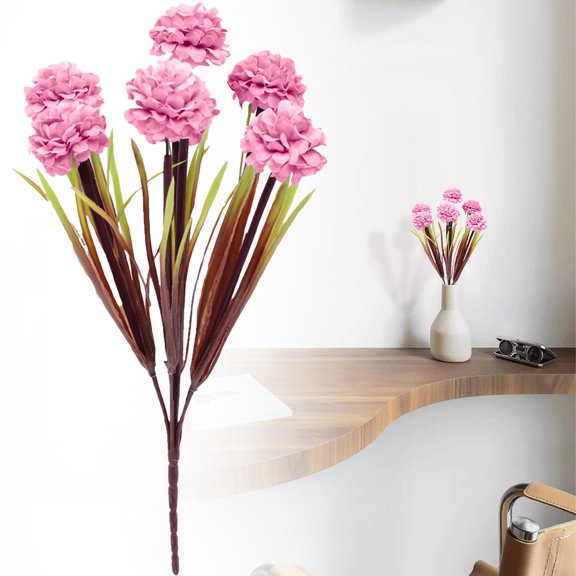 Nnndbs 1 Stem 7 Heads Pink Artificial Chrysanthemum Hydrangea Flower Silk Pompon Mum Ball for Wedding Home Table Centerpiece Decor