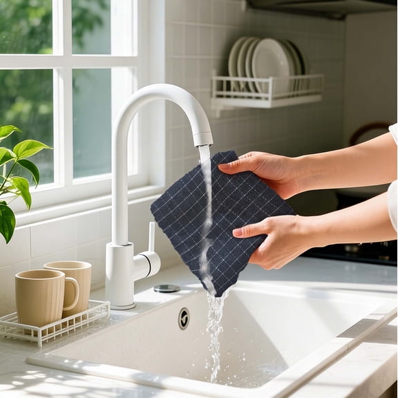 Nnndbs 100% Cotton Plaid Kitchen Towel, Highly Absorbent Checkered Dish Cloth for Drying Dishes Wiping Countertops, Soft Lint Free Kitchen Rag for Home Restaurant Bar Decor (34x72cm)