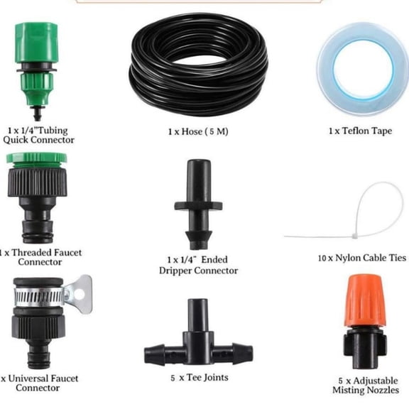 Nnndbs 196 Inch Outdoor Misting System for Patio Garden, Summer Cooling Spray Kit with Adjustable Nozzles, Water Sprinkler Irrigation System for Backyard Cooling