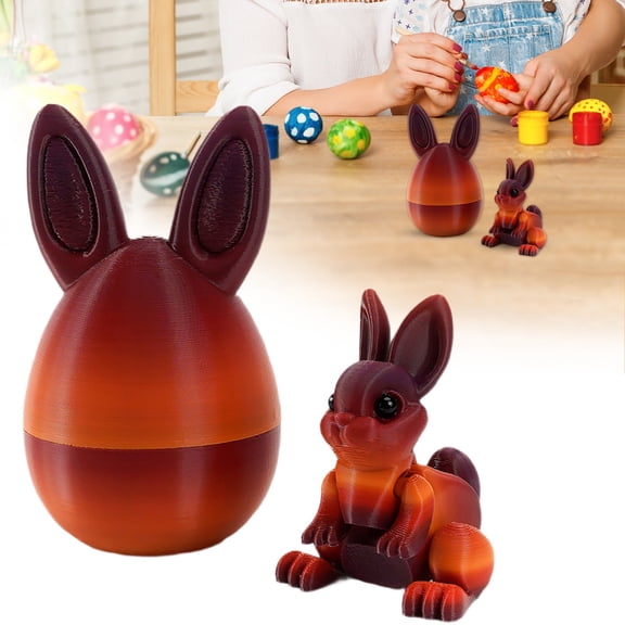Nnndbs 1PC 3D Printed Egg Easter Bunny,Articulated Rabbit Toy with Hinged Body,Fillable Egg for Easter Gift Table Decor