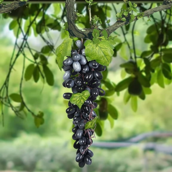 Nnndbs 1PC Faux Grape Bunch,Realistic Artificial Fruit Prop,Plastic Simulation Grape Vine for Kitchen Table Centerpiece Home Wedding Party Decor