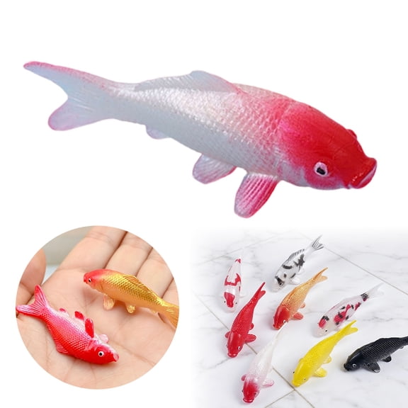 Nnndbs 1PC Miniature Koi Fish Figurine, Lifelike Resin Artificial Fish Decor, Small Goldfish Model for Aquarium Pond Fairy Garden Home Table Decoration