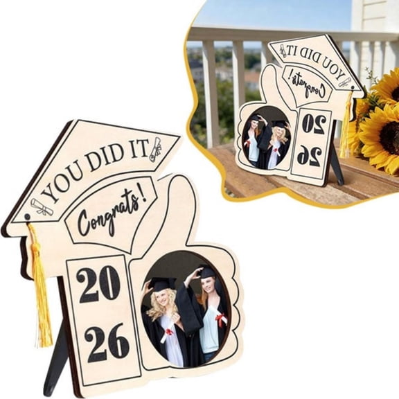 Nnndbs 2026 Graduation Season Wooden Photo FrameClass of 2026 Grad Cap Shape Desktop OrnamentCommemorative Picture Frame for High School College GraduateKeepsake Gift for Grad Party Decor