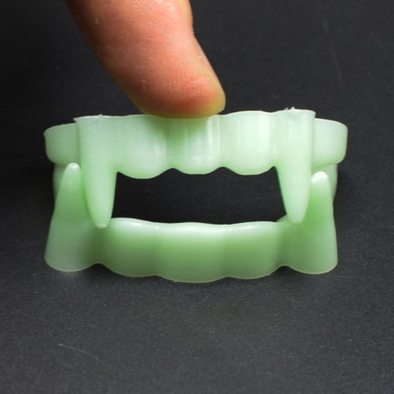 Nnndbs 2Pcs Halloween Devil Vampire Fangs Teeth, Glow in Dark Luminous Dentures Costume Prop for Party Cosplay`