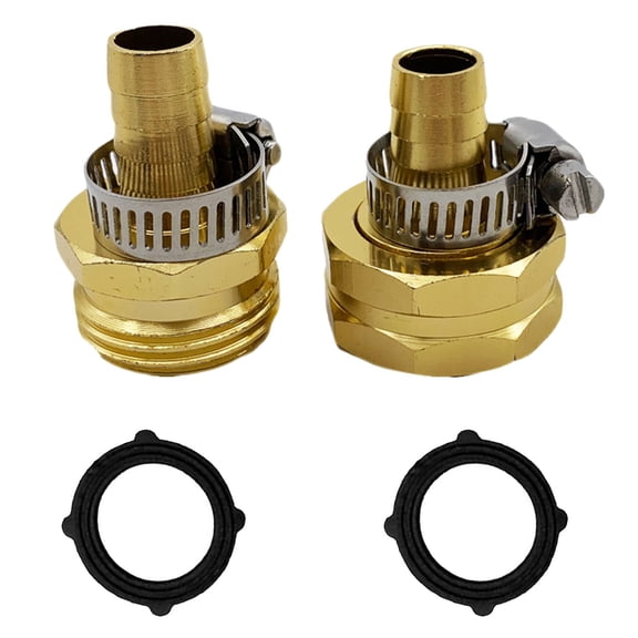 Nnndbs 5/8 Inch Brass Garden Hose Connector Set, Heavy Duty Hose Adapter and Coupler Repair Kit, Leakproof Fitting for Watering Irrigation Outdoor Use