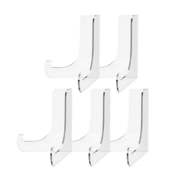 Nnndbs 5 Pack Acrylic Display Stand, Clear Easel Stand Holder for Books Pictures Cards, Sturdy Transparent Display Riser for Tabletop Home Office Shop