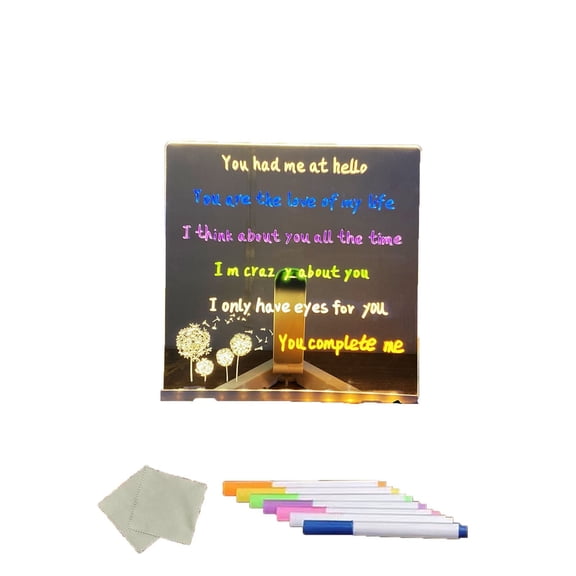 Nnndbs 7.87 Inch LED Light Up Drawing Board, USB Powered Acrylic Glow Message Board with Markers, Illuminated Dry Erase Board for Kids DIY Crafts and Home Office
