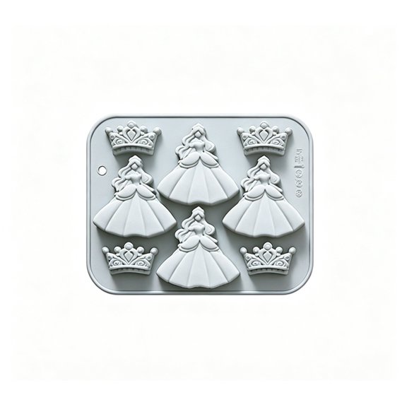 Nnndbs 8-Cavity Princess Crown Dress Silicone Mold for Chocolate Candy, Tiara Tray for Resin Soap Fondant Cake Baking Ice Cube Craft