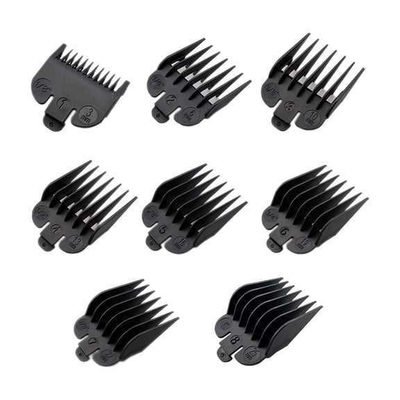 Nnndbs 8 Piece Hair Clipper Guard Set, Universal Clipper Attachment Combs with Metal Clip, Professional Hair Cutting Guide Combs for Barber Home Use