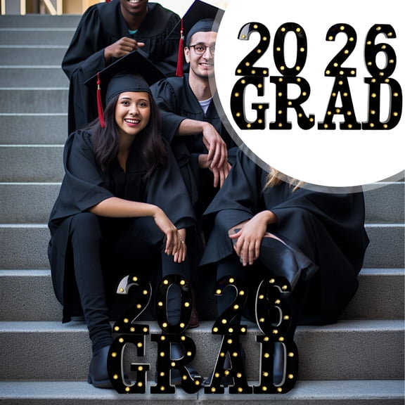 Nnndbs 8 Pieces LED Marquee Letters，GRAD 2026 Light Up Sign，21.8cm Acrylic Alphabet Graduation Photo Props，Battery Operated Party Decor for Class of 2026