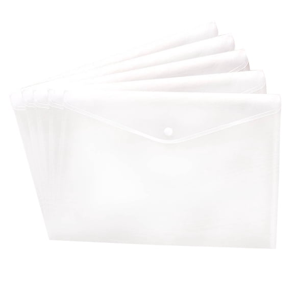 Nnndbs A4 Transparent Document Folder with Button Closure, Clear Plastic File Envelope Waterproof Paper Organizer for Office School Supplies`