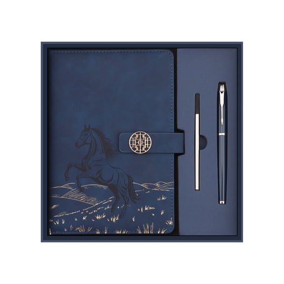 Nnndbs A5 PU Leather Notebook and Pen Gift Set， 200 Pages 100gsm Lined Journal， Vintage Hardcover Writing Set with Metal Pen in Gift Box for Women Men
