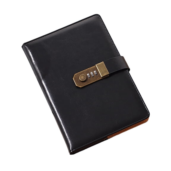 Nnndbs A5 Password Notebook with Lock, PU Leather Diary with Combination Lock Journal for Women Men, 200 Pages Lined Locking Notebook