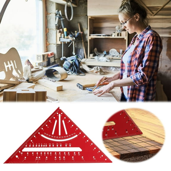 Nnndbs Aluminum Alloy Triangle Ruler, 7 Inch Carpenter Speed Square with Protractor, Rafter Square Layout Tool for Woodworking Roofing, Metric Triangle Ruler for Carpenters