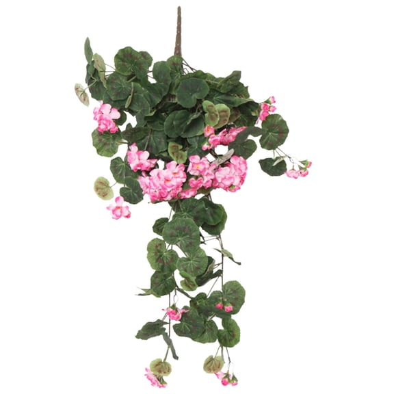 Nnndbs Artificial Geranium Hanging Basket Plant, UV Resistant Fake Flower Vine for Outdoor Porch Patio, Faux Red Flowering Plant for Hanging Basket Home Decor