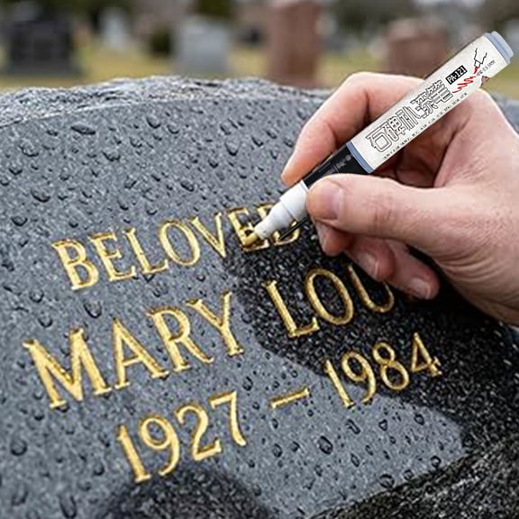 Nnndbs Black Tombstone Marker Pen,Oil Based Quick Dry Paint Pen for Restoring Faded Grave Inscriptions,Waterproof Weather Resistant Stone Enhancer for Cemetery Memorial Maintenance,1pc