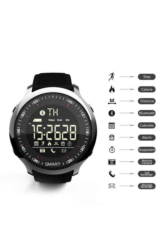 Bluetooth Smart Watch for Men, Waterproof Fitness Tracker with Step Counter Heart Rate Monitor, Silicone Strap Sports Watch with Luminous Display, Compatible with Android iOS Phones