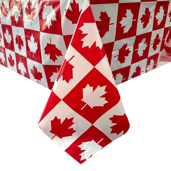 Nnndbs Canada Day Tablecloth, Disposable Maple Leaf Party Table Cover, Canadian Flag Table Decor for July 1st Celebration BBQ Picnic