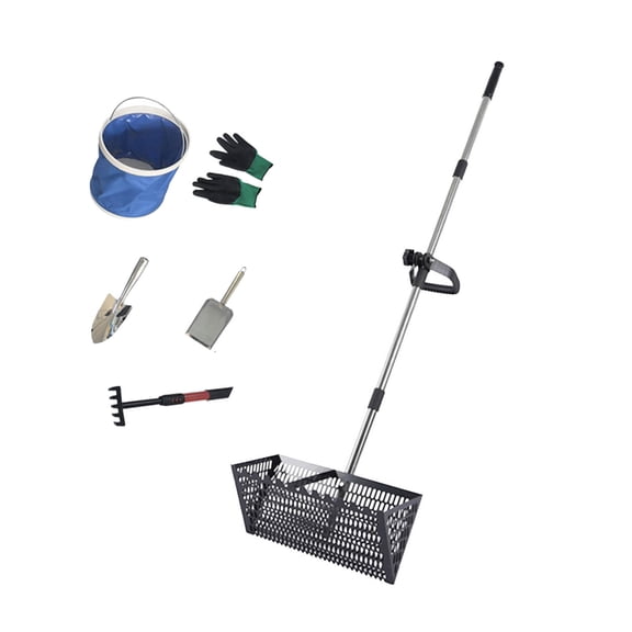 Nnndbs Carbon Steel Beach Sand Sifter Kit with Long Handle, Heavy Duty Sand Rake and Scoop Set for Metal Detecting, Treasure Hunting and Beach Combing
