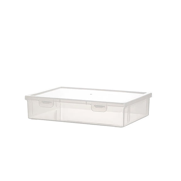 Nnndbs Clear A4 Document Storage Box, 23x17x5cm File Organizer with Lid, Stackable Book Container for Office, School, Arts, Crafts, Stationery Supplies