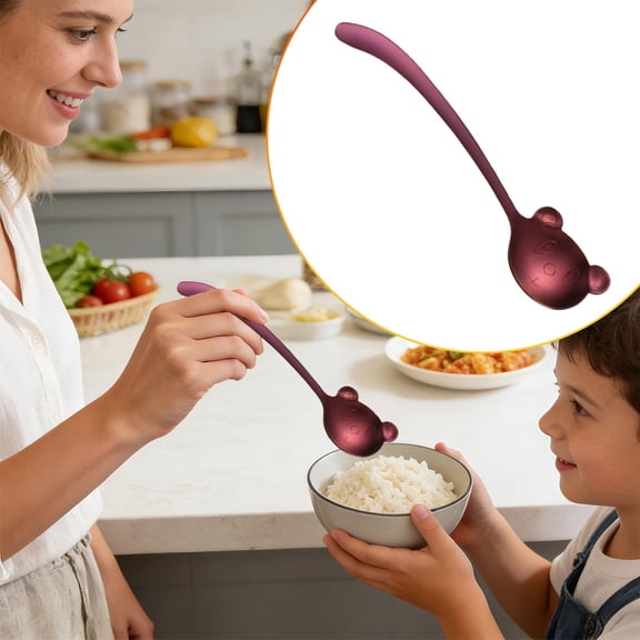 Nnndbs Creative Panda Shaped Stainless Steel Spoon, Cute Dessert Tea Spoon for Coffee Yogurt Ice Cream, Novelty Animal Design Tableware for Home Kitchen Birthday Party Gift for Kids Women Purple