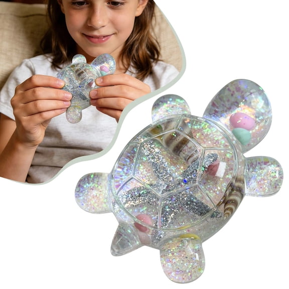Nnndbs Dreamy Quicksand Turtle Figurine,Glitter Liquid Motion Slow Moving Sand Art Turtle Ornament,Acrylic Stress Relief Desk Decor for Office Home,Soothing Sensory Toy Calming Gift