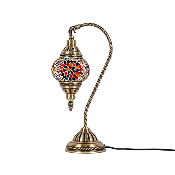 Nnndbs Elegant Glass Swan Night Light Table Lamp Turkish Mosaic Stained Glass Desk Lamp Decorative Lighting for Bedroom Living Room