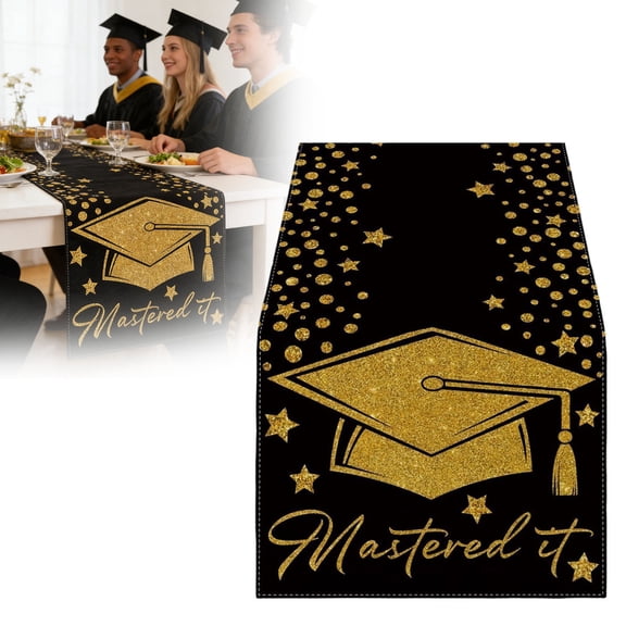 Nnndbs Graduation Table Runner, 72.05x12.99 Inch Congrats Grad Class of 2026 Runner, Polyester Disposable for Dining Table Kitchen Island, High School College Party Decor