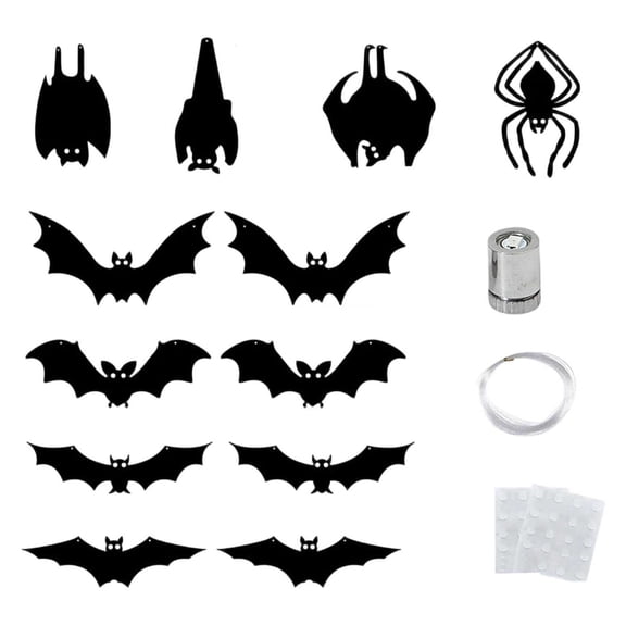 Nnndbs Halloween LED Glowing Bat Hanging Decor, Battery Operated 3D Bat Light Ornament for Window Porch Tree Display, Spooky Party Prop`