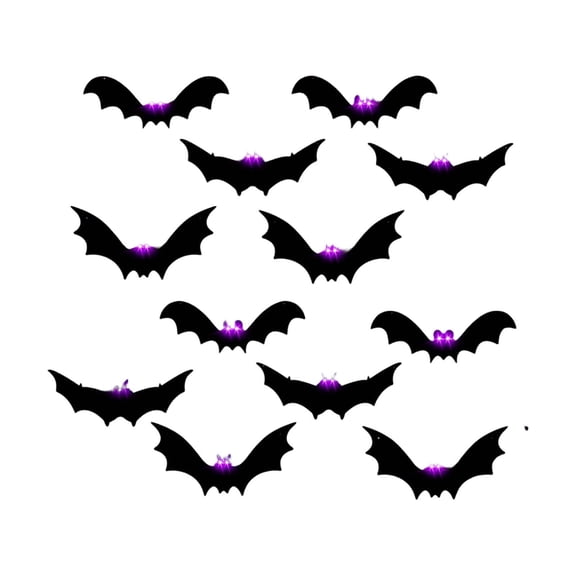 Nnndbs Halloween LED Glowing Bat Hanging Ornament, 3D Bat Light Decor Battery Operated for Window Porch Wall Display, Spooky Party Prop`