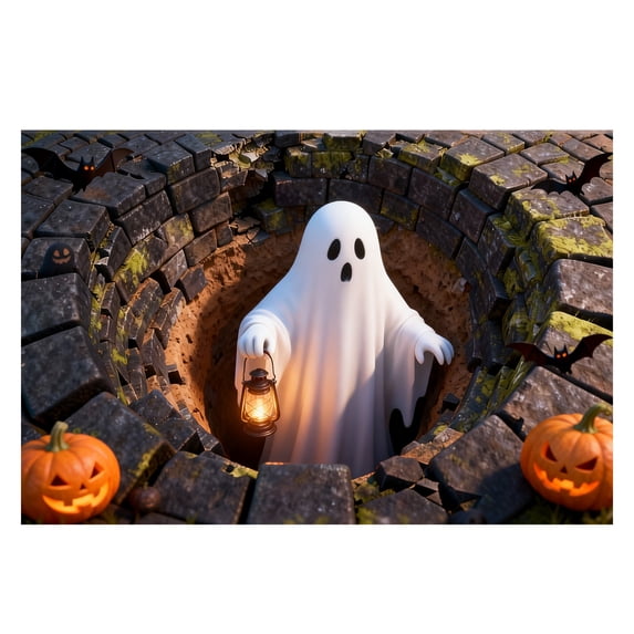 Nnndbs Halloween Optical Illusion Rug, 3D Visual Trap Floor Mat, Non Scary Carpet for Entryway Living Room Home Halloween Decor