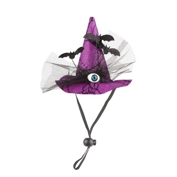 Nnndbs Halloween Pet Witch Hat for Cats and Small Dogs, Adjustable Witch Hat with Bell and Star Decor, Cute Pet Headwear for Halloween Party