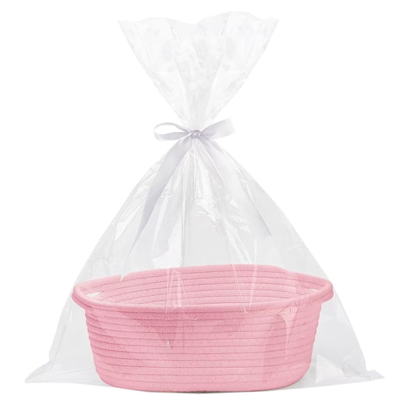 Nnndbs Large Woven Gift Basket Storage Hamper with Handles, Cotton Rope Blanket Basket for Living Room Nursery Laundry, Decorative Storage Organizer