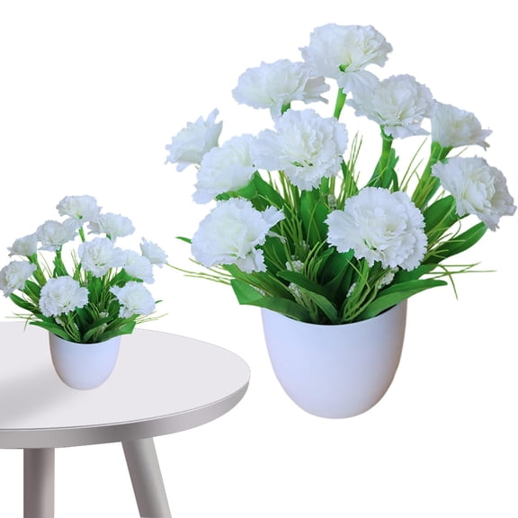 Nnndbs Light Pink Artificial Carnation Potted , 26cm Realistic Silk Flowers in Pot for Home Table Desk Decor, Lifelong No Maintenance for Living Room Office Wedding