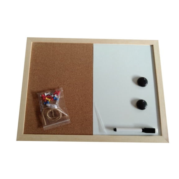 Nnndbs Whiteboard & Cork Board Combo, 15.75x11. Inch Dry Erase Bulletin Board with Markers Pins, Wall Mounted Message Board for Office Home School Classroom