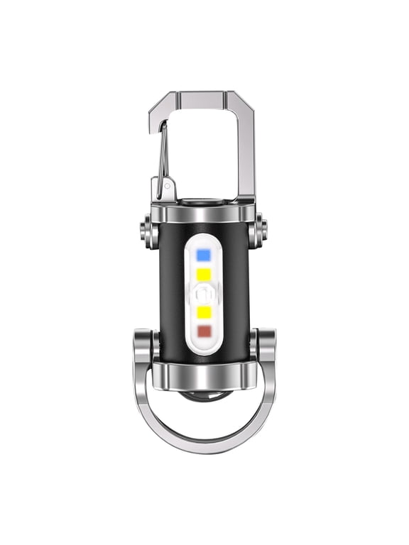 Mini Keychain Flashlight Rechargeable, USB C LED Key Ring Light with Side Light & Power Bank, 7 Modes Bright EDC Torch for Camping Emergency