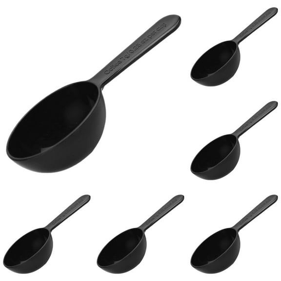 Nnndbs Coffee Measuring Spoons 7g Set of 5, Black 0.25 oz Coffee Scoop for Ground Coffee Beans Tea Powder, Short Handle Measure Spoon for Kitchen