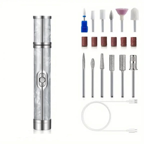 Nnndbs Professional Cordless Electric Nail Drill Machine, Rechargeable Manicure Pedicure File Kit with Multiple Bits, Nail Grinder for Home Salon Use