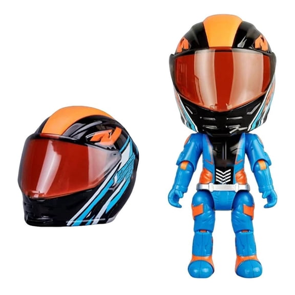 Nnndbs Q Version Motorcycle Rider Transforming Ornament, Articulated Action Figure with Bike for Desk Shelf Collectible Display`
