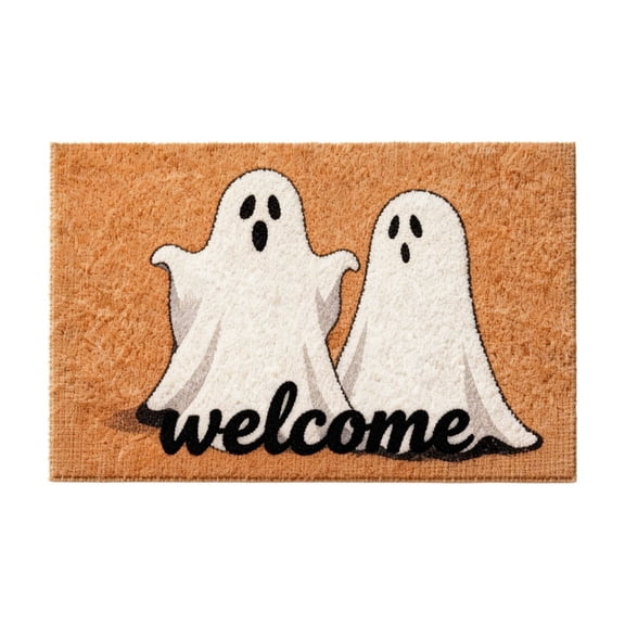 Nnndbs S Halloween Ghost Carpet, Spooky Ghost Doormat Welcome Mat for Entryway Front Porch, Non Seasonal Halloween Rug with Ghost Design, Festive Home Decor