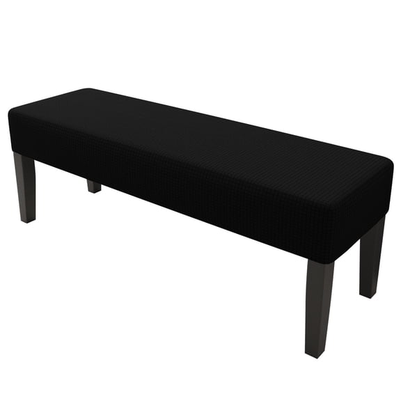 Nnndbs Stretch Bench Seat Cover Black L Size Fitted Bench Slipcover Elastic Spandex Protector for Dining Bench, Piano Stool, Ottoman, Washable Furniture Cover