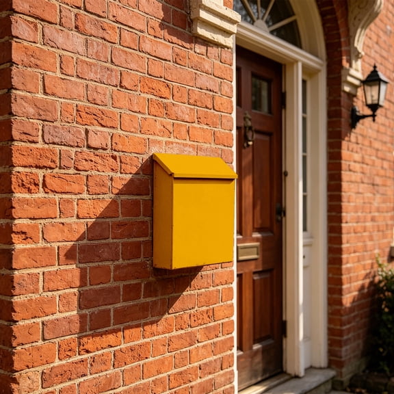 Nnndbs Wall Mounted Metal Suggestion Box with Lock, Yellow Secure Mailbox Drop Box for Business Home Office, Lockable Keyed Collection Box for Letters Comments Feedback