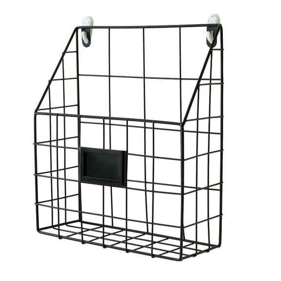 Nnndbs Wall Mounted Metal Wire File Basket, Hanging Magazine Organizer with Label Plate for Home Office School Paper Book Storage
