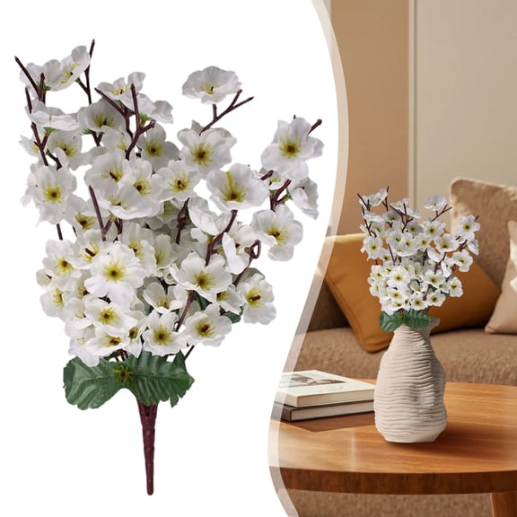 Nnndbs White 9 Branch Artificial Cherry Blossom Spray 40cm Plum Flower Stem for Wedding Garden Home Vase Centerpiece Decor Realistic Silk Spring Flower Branch for Table Arrangement